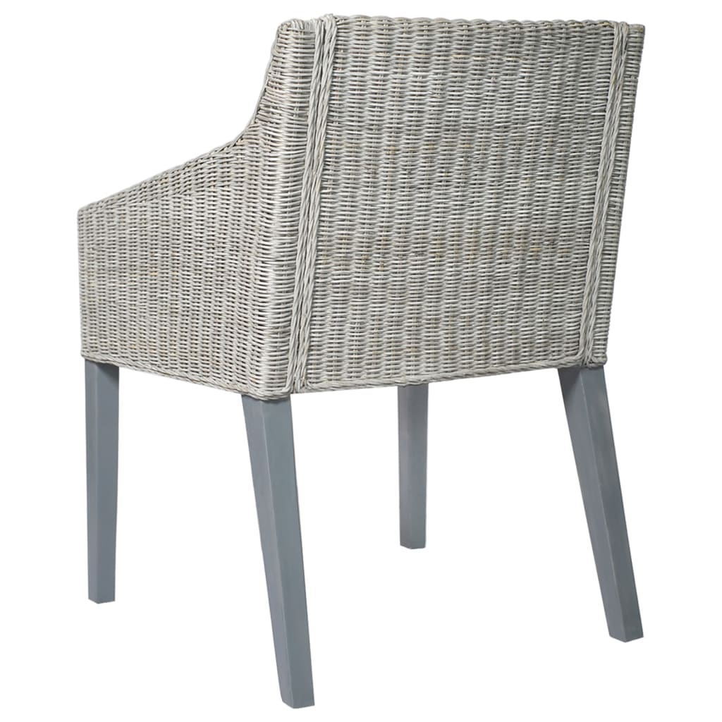 Sedia da Pranzo con Cuscino Grigio in Rattan Naturale cod mxl 25609