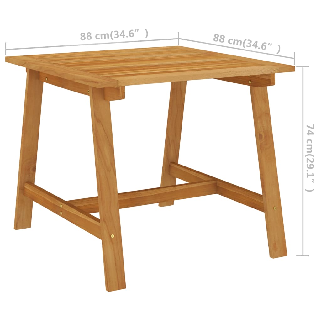 Tavolo da Pranzo da Giardino 88x88x74 cm in Massello di Acacia cod mxl 34104