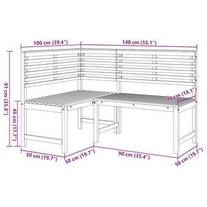 Panca da Giardino ad Angolo 140 cm Legno Massello Acacia cod mxl 50911