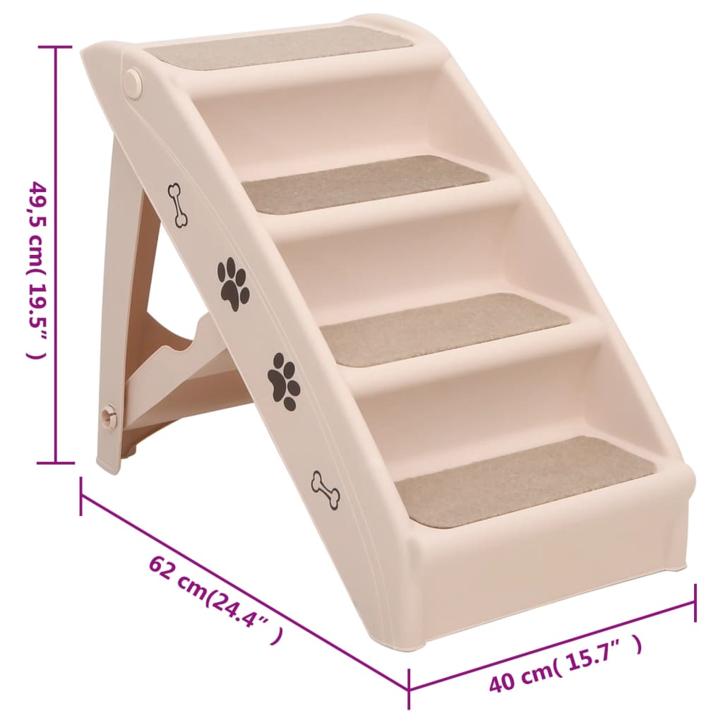 Scala Pieghevole per Cani Crema 62x40x49,5 cm 170984