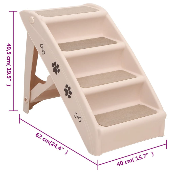 Scala Pieghevole per Cani Crema 62x40x49,5 cm 170984