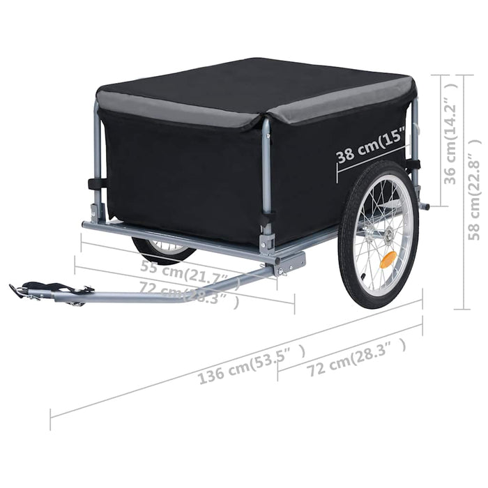 Rimorchio da Bici Nero e Grigio 65 kg 92590