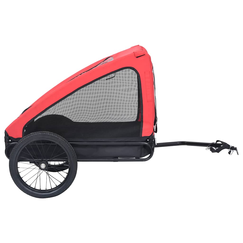 Rimorchio da Bici per Animali Domestici Rosso e Nero 92594