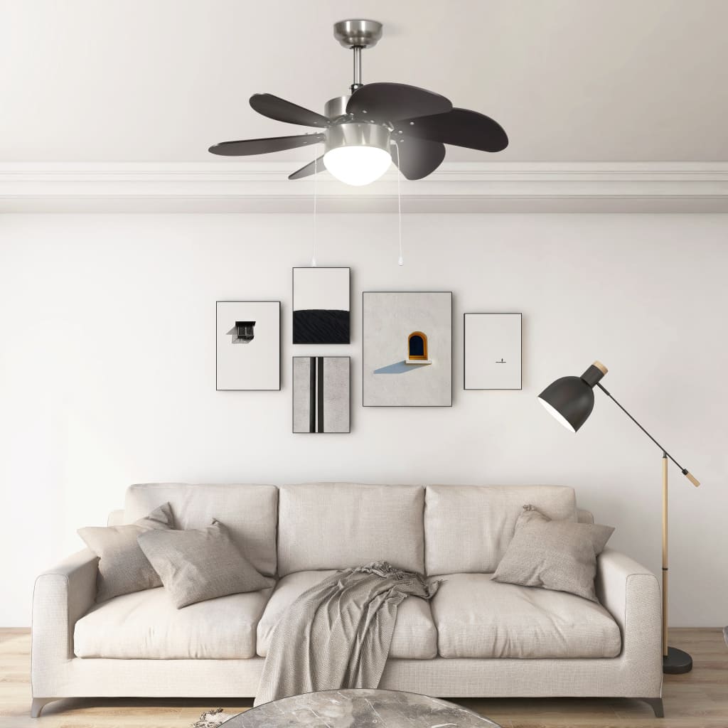 Ventilatore da Soffitto con Luce 76 cm Marrone Scuro cod mxl 52774