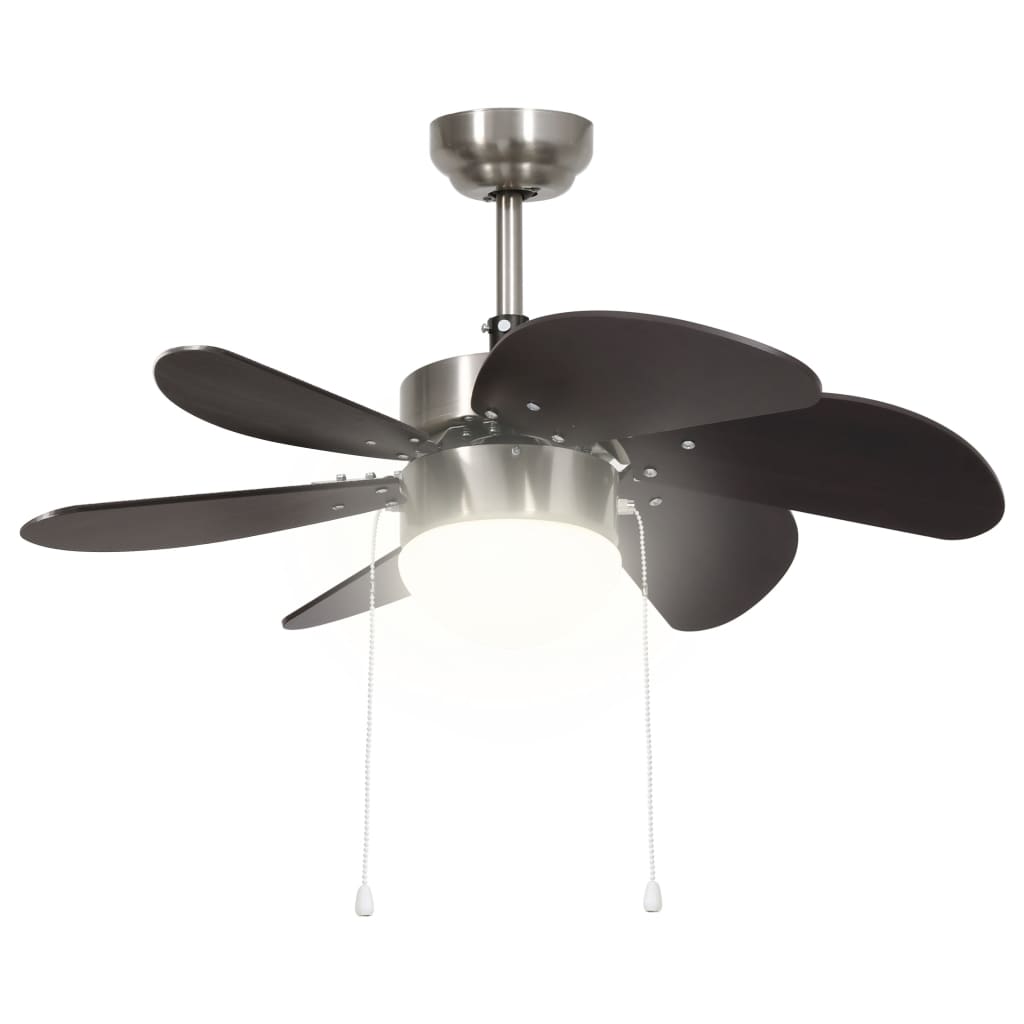 Ventilatore da Soffitto con Luce 76 cm Marrone Scuro cod mxl 52774
