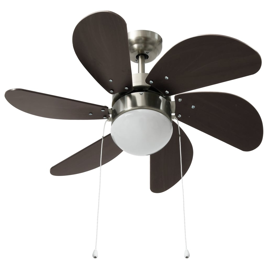 Ventilatore da Soffitto con Luce 76 cm Marrone Scuro cod mxl 52774