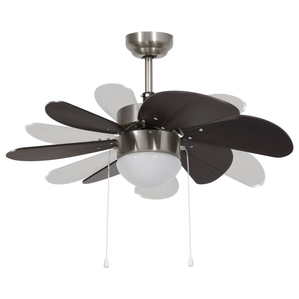 Ventilatore da Soffitto con Luce 76 cm Marrone Scuro cod mxl 52774