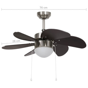 Ventilatore da Soffitto con Luce 76 cm Marrone Scuro cod mxl 52774