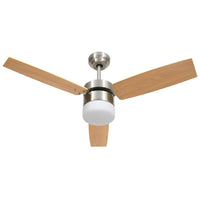 Ventilatore Soffitto Luce e Telecomando 108cm Marrone Chiaro 51490