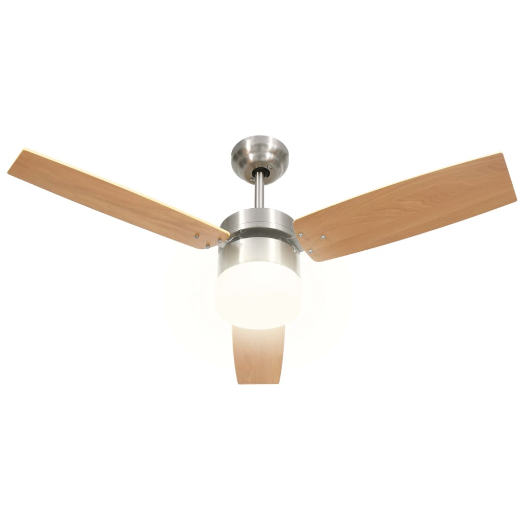 Ventilatore Soffitto Luce e Telecomando 108cm Marrone Chiaro 51490