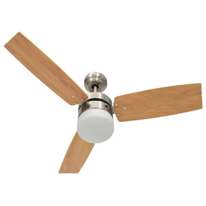 Ventilatore Soffitto Luce e Telecomando 108cm Marrone Chiaro 51490