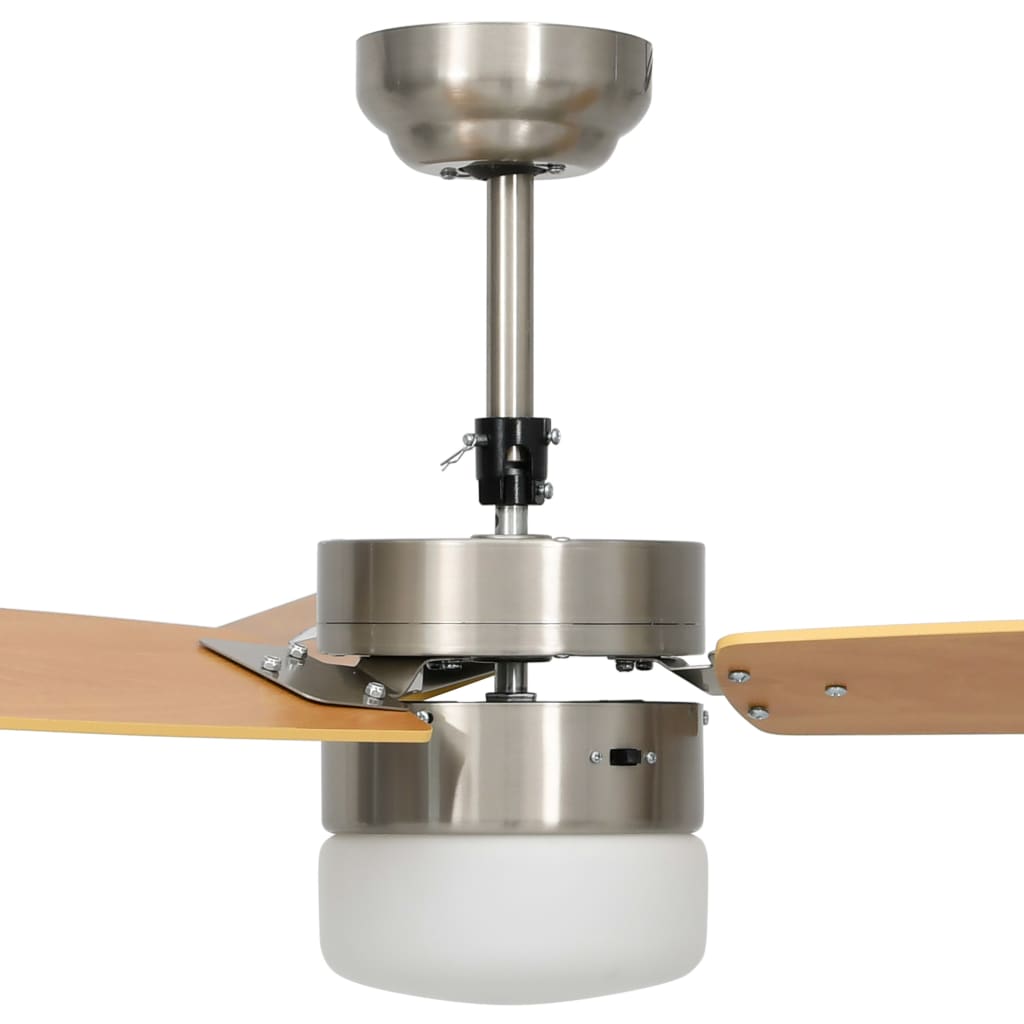 Ventilatore Soffitto Luce e Telecomando 108cm Marrone Chiaro 51490