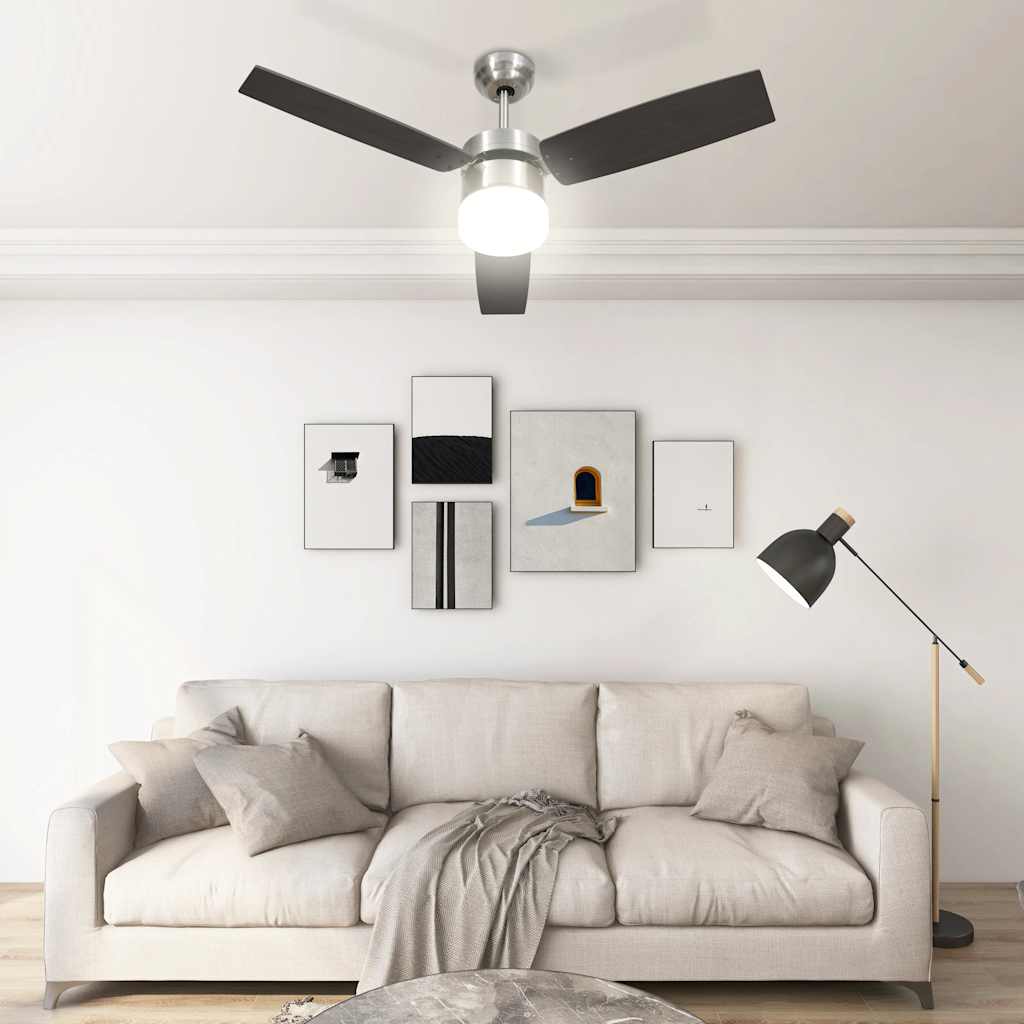 Ventilatore Soffitto con Luce e Telecomando 108 cm Marrone Scuro