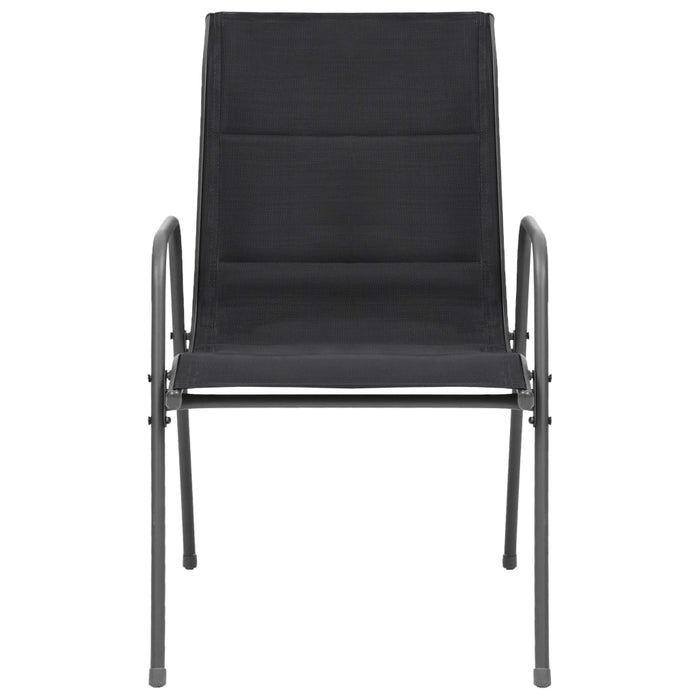Sedie da Giardino Impilabili 2 pz in Acciaio e Textilene Nere cod mxl 23180