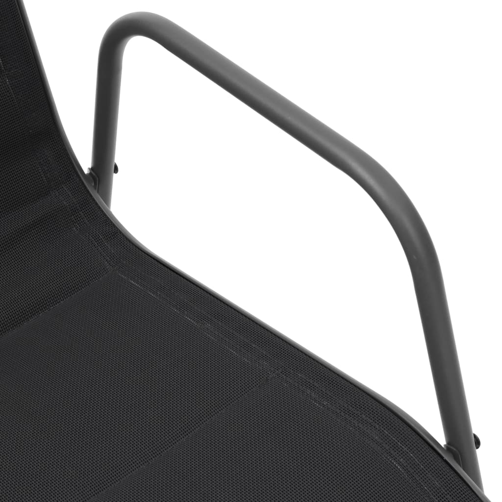 Sedie da Giardino Impilabili 2 pz in Acciaio e Textilene Nere cod mxl 23180