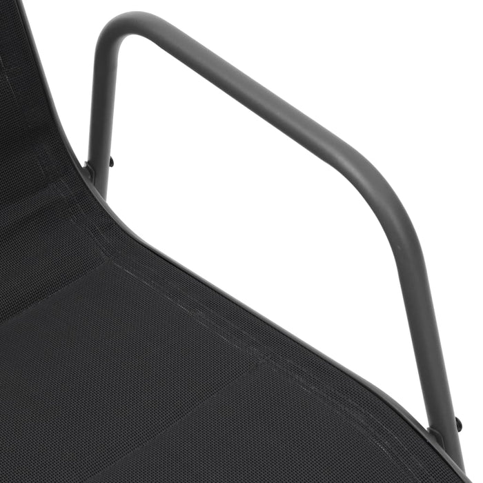 Sedie da Giardino Impilabili 2 pz in Acciaio e Textilene Nere cod mxl 23180