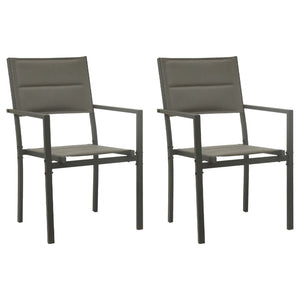 Sedie da Giardino 2 pz Textilene e Acciaio Grigio e Antracite cod mxl 23166