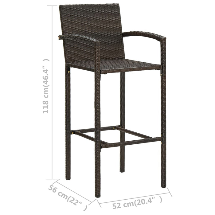 Sgabelli da Bar 2 pz Marroni in Polyrattan cod mxl 74262