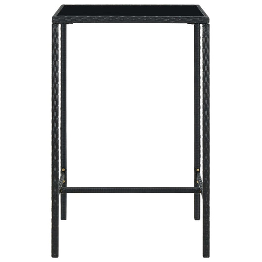 Tavolo da Bar da Giardino Nero 70x70x110 cm Polyrattan e Vetro cod mxl 34108