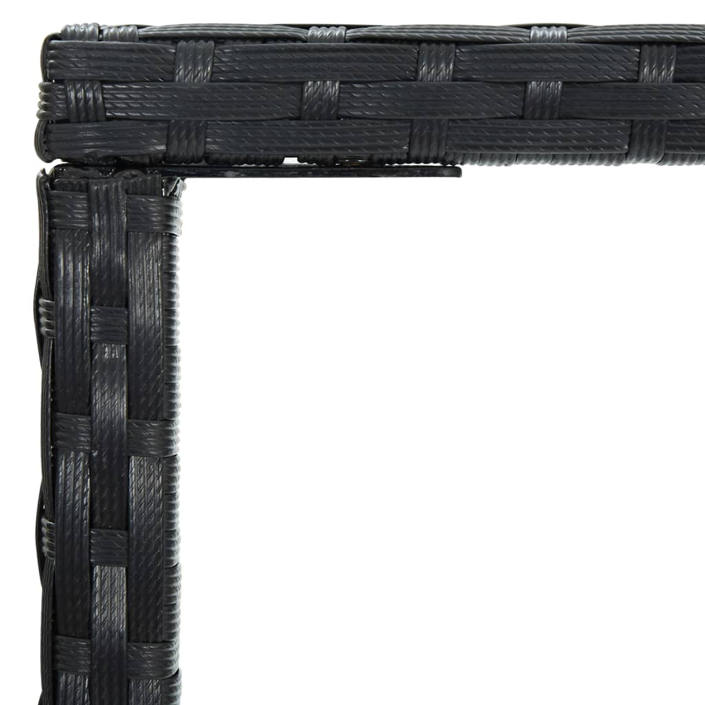 Tavolo da Bar da Giardino Nero 70x70x110 cm Polyrattan e Vetro 313458