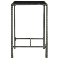 Tavolo da Bar da Giardino Grigio 70x70x110 cm Polyrattan Vetro 313459