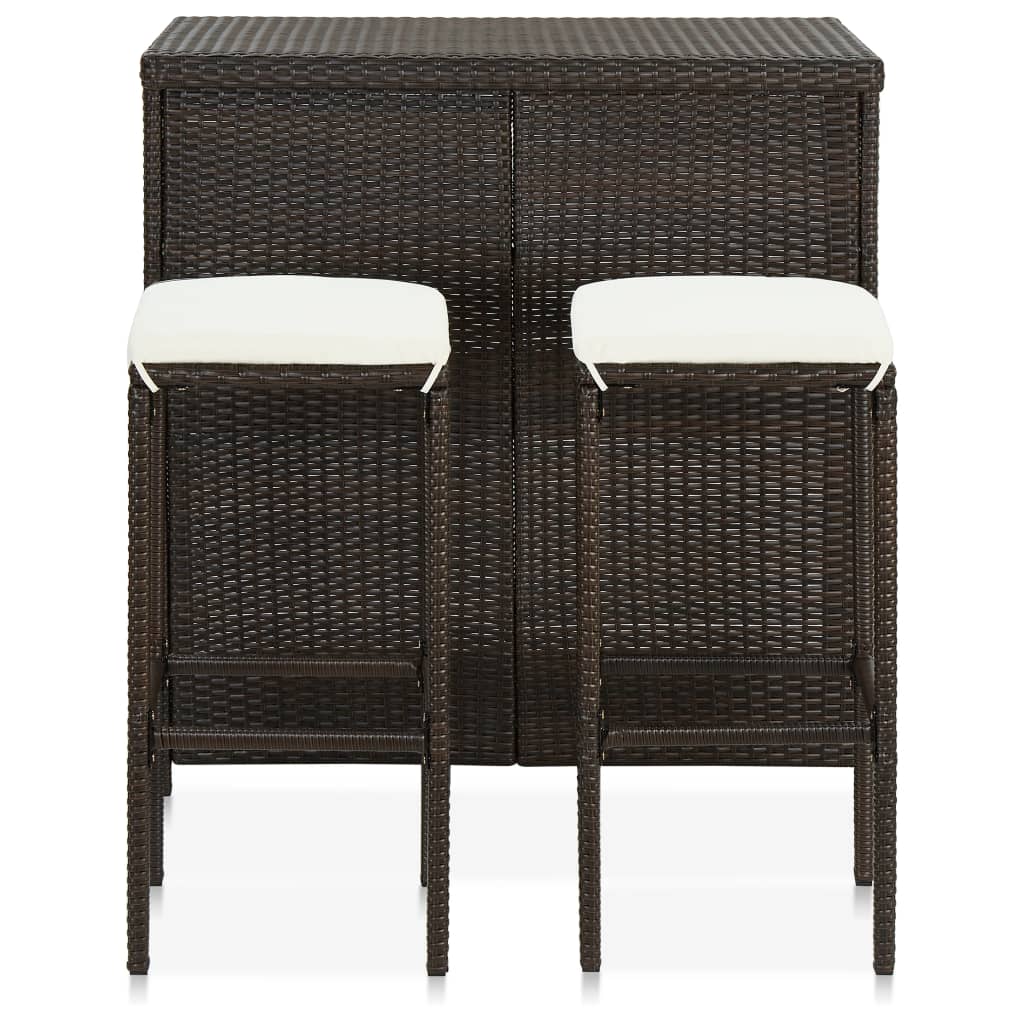 Set da Bar 3 pz in Polyrattan Marrone 313470