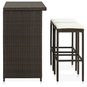 Set da Bar 3 pz in Polyrattan Marrone 313470