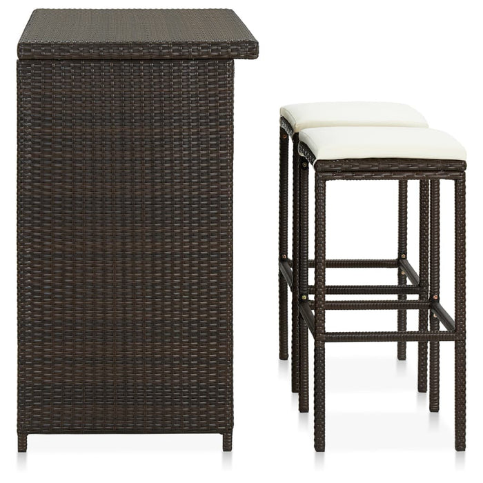 Set da Bar 3 pz in Polyrattan Marrone 313470