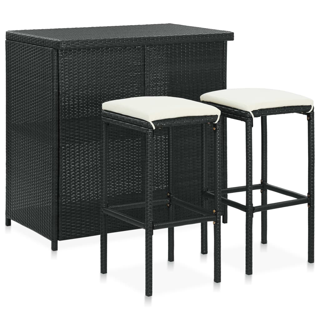 Set da Bar 3 pz in Polyrattan Nero cod mxl 25965
