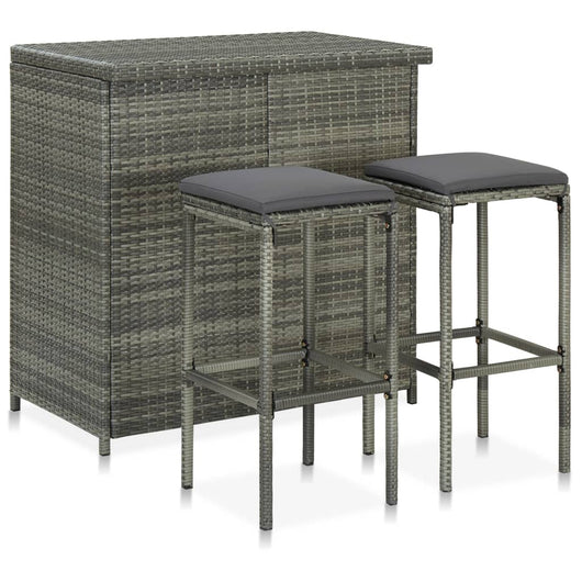 Set da Bar 3 pz in Polyrattan Grigio cod mxl 17058