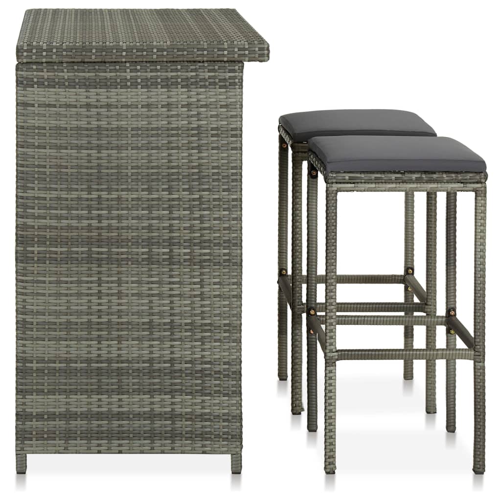Set da Bar 3 pz in Polyrattan Grigio 313472