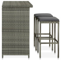 Set da Bar 3 pz in Polyrattan Grigio 313472