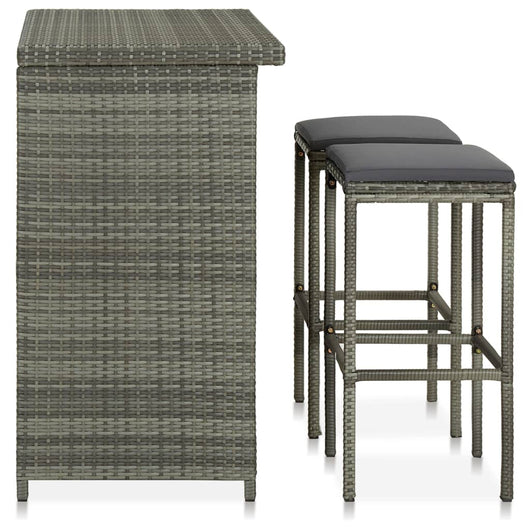 Set da Bar 3 pz in Polyrattan Grigio 313472