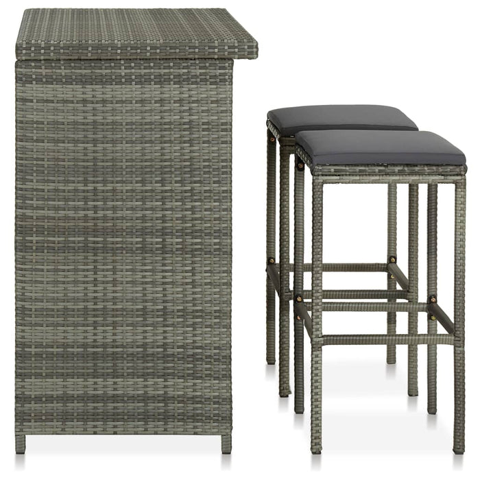 Set da Bar 3 pz in Polyrattan Grigio 313472