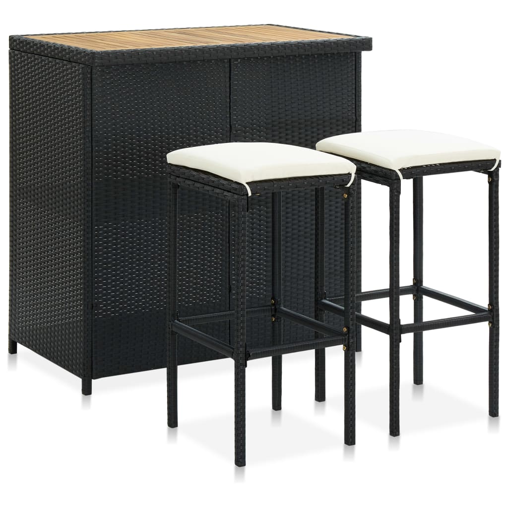 Set da Bar 3 pz in Polyrattan Nero cod mxl 26711
