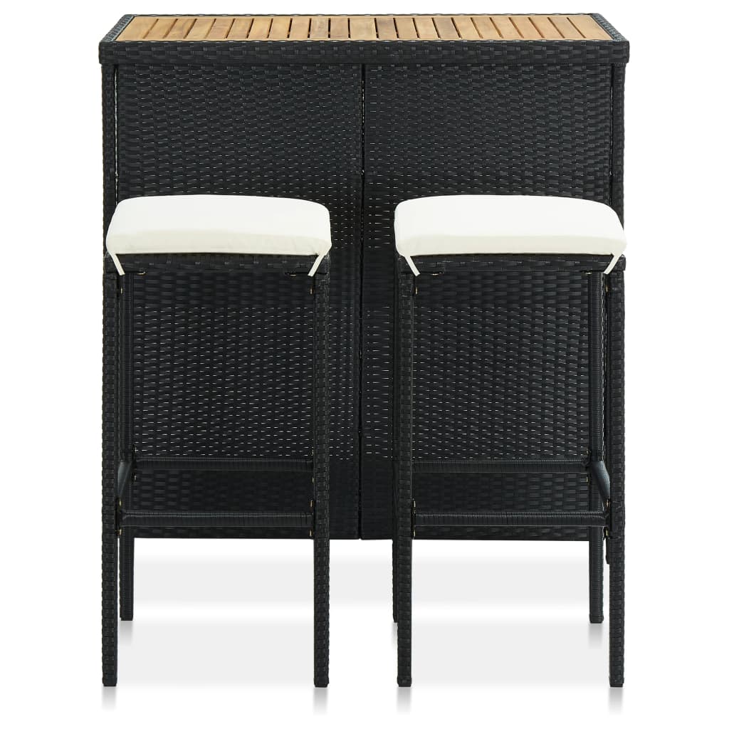 Set da Bar 3 pz in Polyrattan Nero 313473