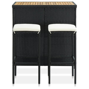 Set da Bar 3 pz in Polyrattan Nero 313473