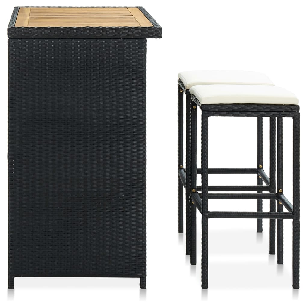 Set da Bar 3 pz in Polyrattan Nero 313473