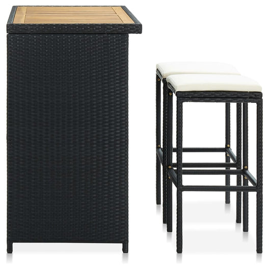 Set da Bar 3 pz in Polyrattan Nero 313473
