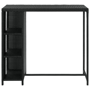 Tavolo da Bar con Ripiani Nero 120x60x110 cm in Polyrattan 313476
