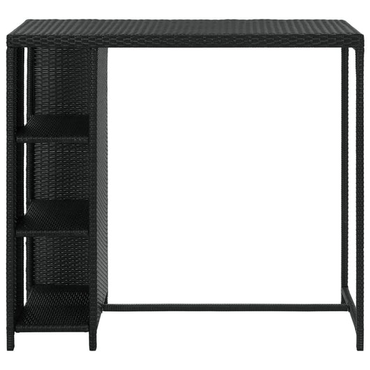 Tavolo da Bar con Ripiani Nero 120x60x110 cm in Polyrattan 313476