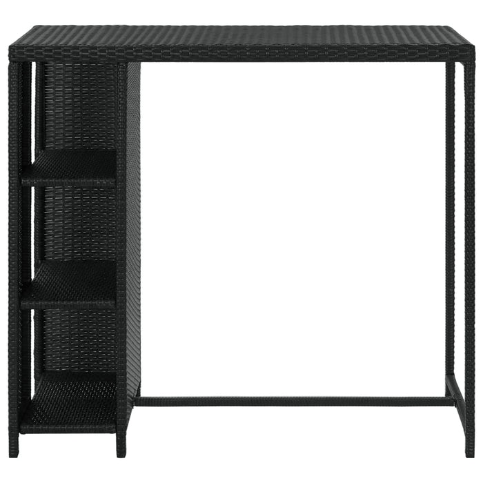 Tavolo da Bar con Ripiani Nero 120x60x110 cm in Polyrattan 313476