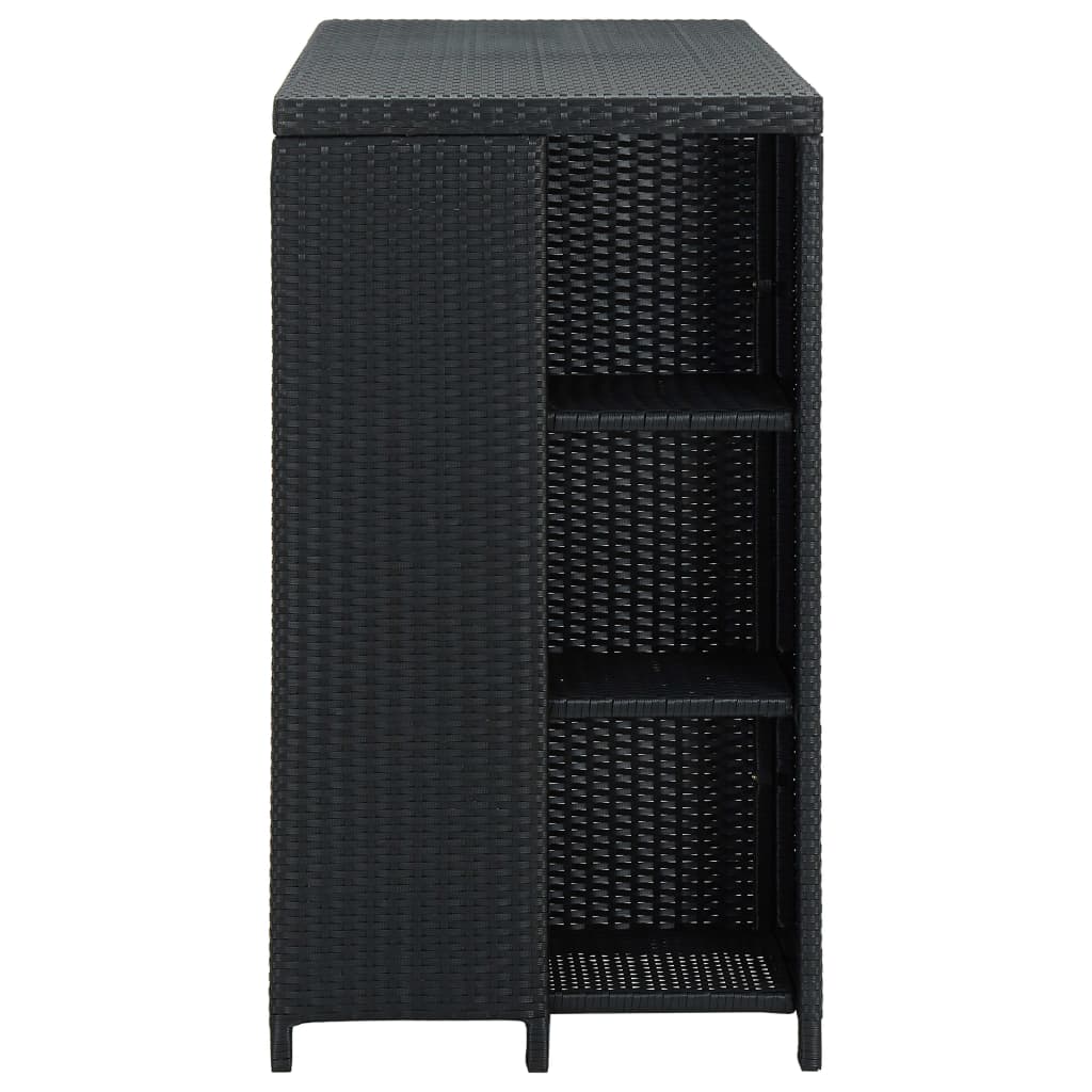 Tavolo da Bar con Ripiani Nero 120x60x110 cm in Polyrattan 313476