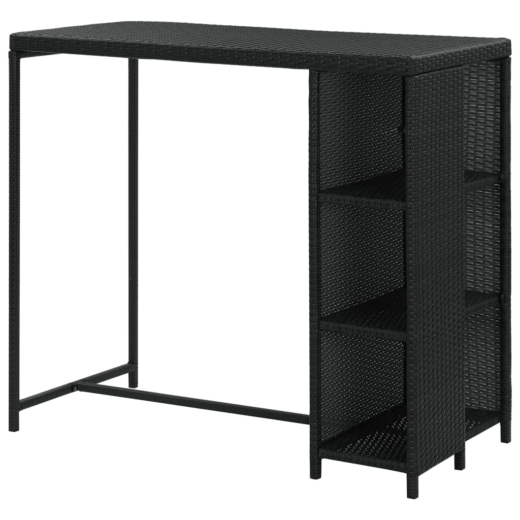 Tavolo da Bar con Ripiani Nero 120x60x110 cm in Polyrattan 313476