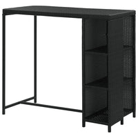 Tavolo da Bar con Ripiani Nero 120x60x110 cm in Polyrattan 313476