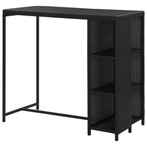 Tavolo da Bar con Ripiani Nero 120x60x110 cm in Polyrattan 313476