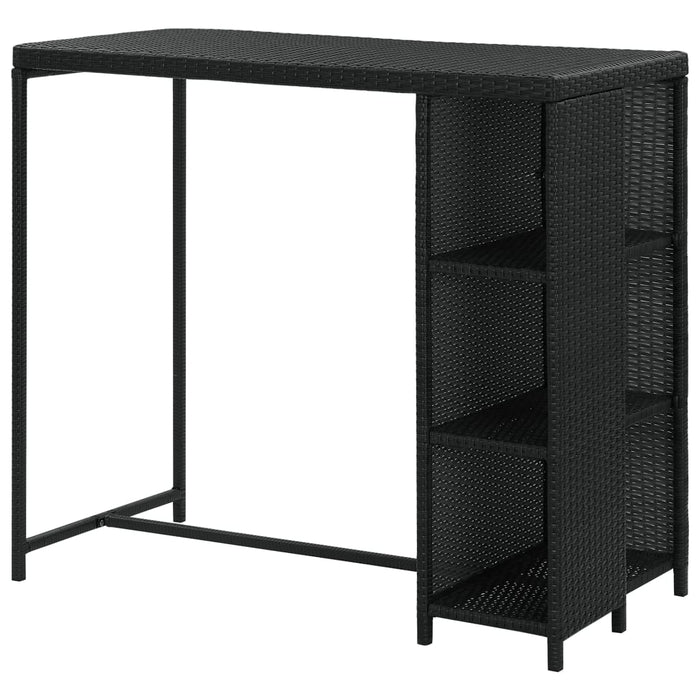 Tavolo da Bar con Ripiani Nero 120x60x110 cm in Polyrattan 313476