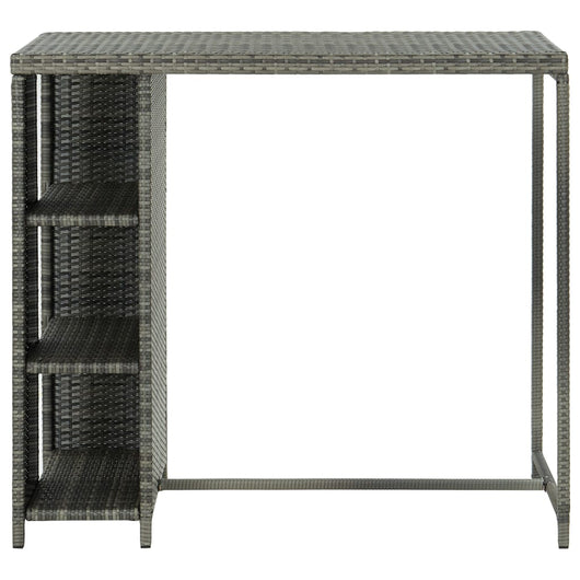 Tavolo da Bar con Ripiani Grigio 120x60x110 cm in Polyrattan 313477