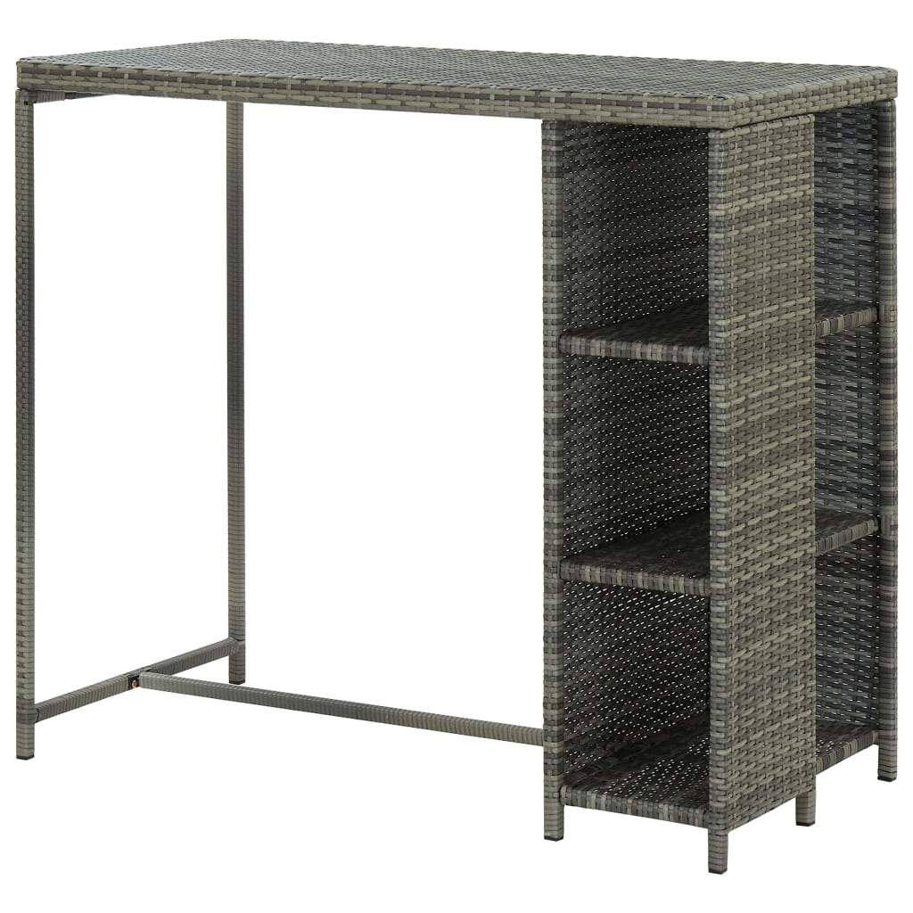 Tavolo da Bar con Ripiani Grigio 120x60x110 cm in Polyrattan 313477