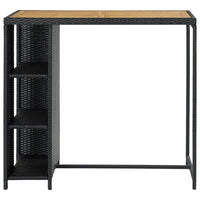 Tavolo da Bar con Ripiani Nero 120x60x110 cm in Polyrattan 313478